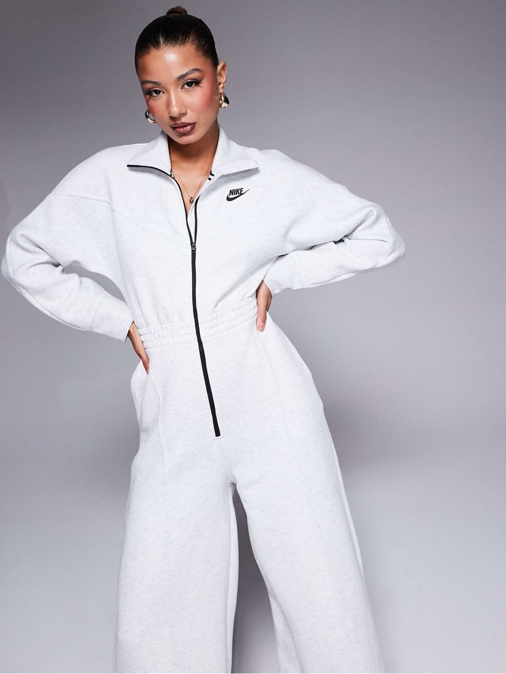 NWOT Nike Light Grey Sportswear Tech Fleece Jumpsuit Women's Size Medium
